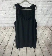 Talbots Size 2X Petite Long Black Sleeveless Sweater Classic Top EUC