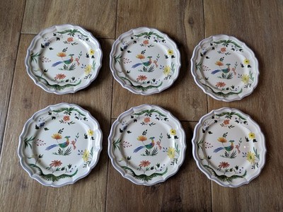 Gien France Oiseau De Paradis 6 x Kuchenteller Frühstücksteller 23 cm