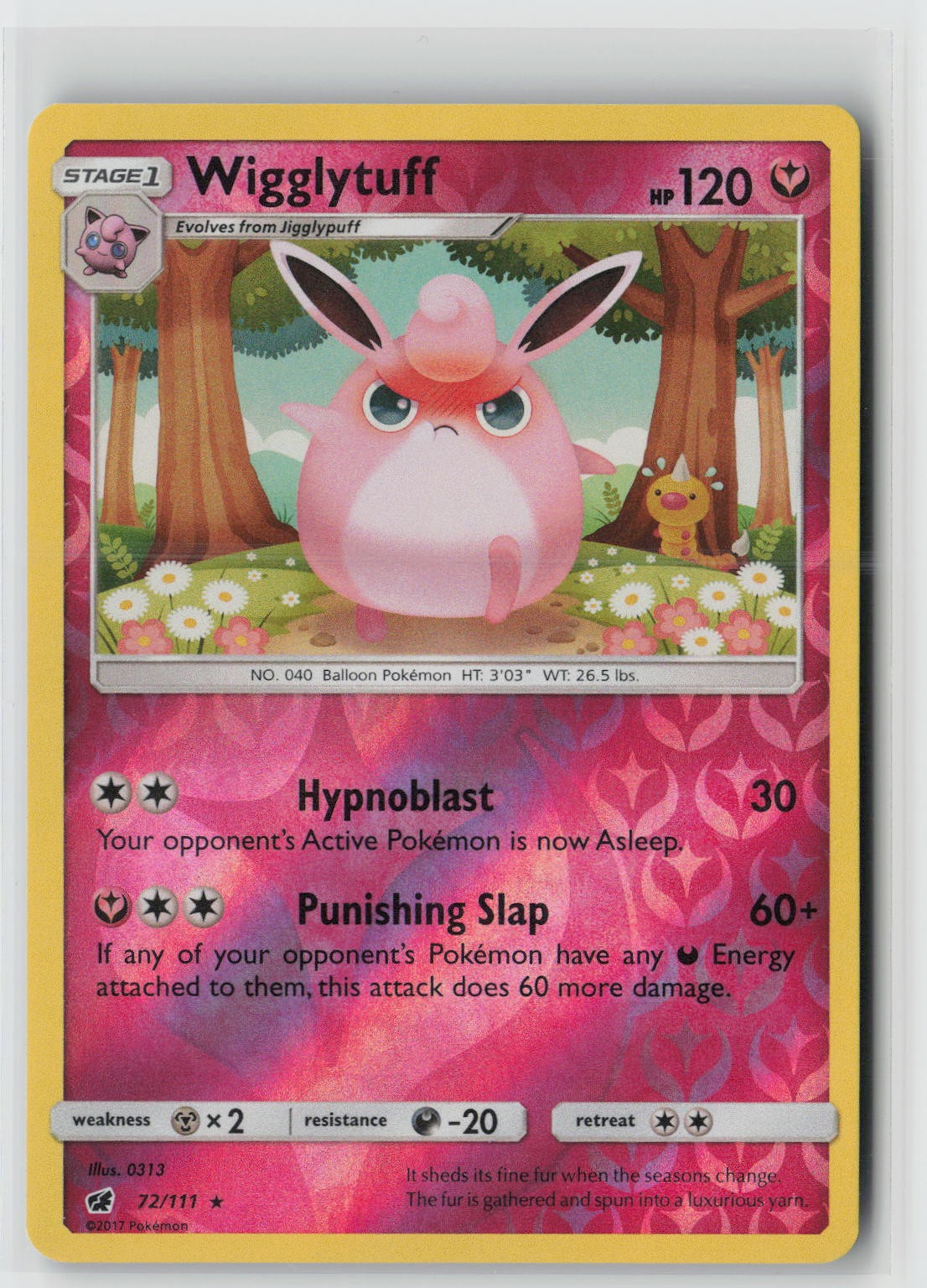 Wigglytuff Reverse Holo Rare SM - Crimson Invasion 72/111 NM