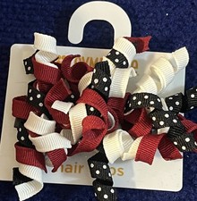 Vintage Gymboree Curly Hair Bow Clips 2009 Holiday Panda -New-