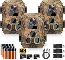 Mini Trail Camera 3 Pack,4K 48MP Game Cam with 2.0'' LCD Screen,Hunting Camera w