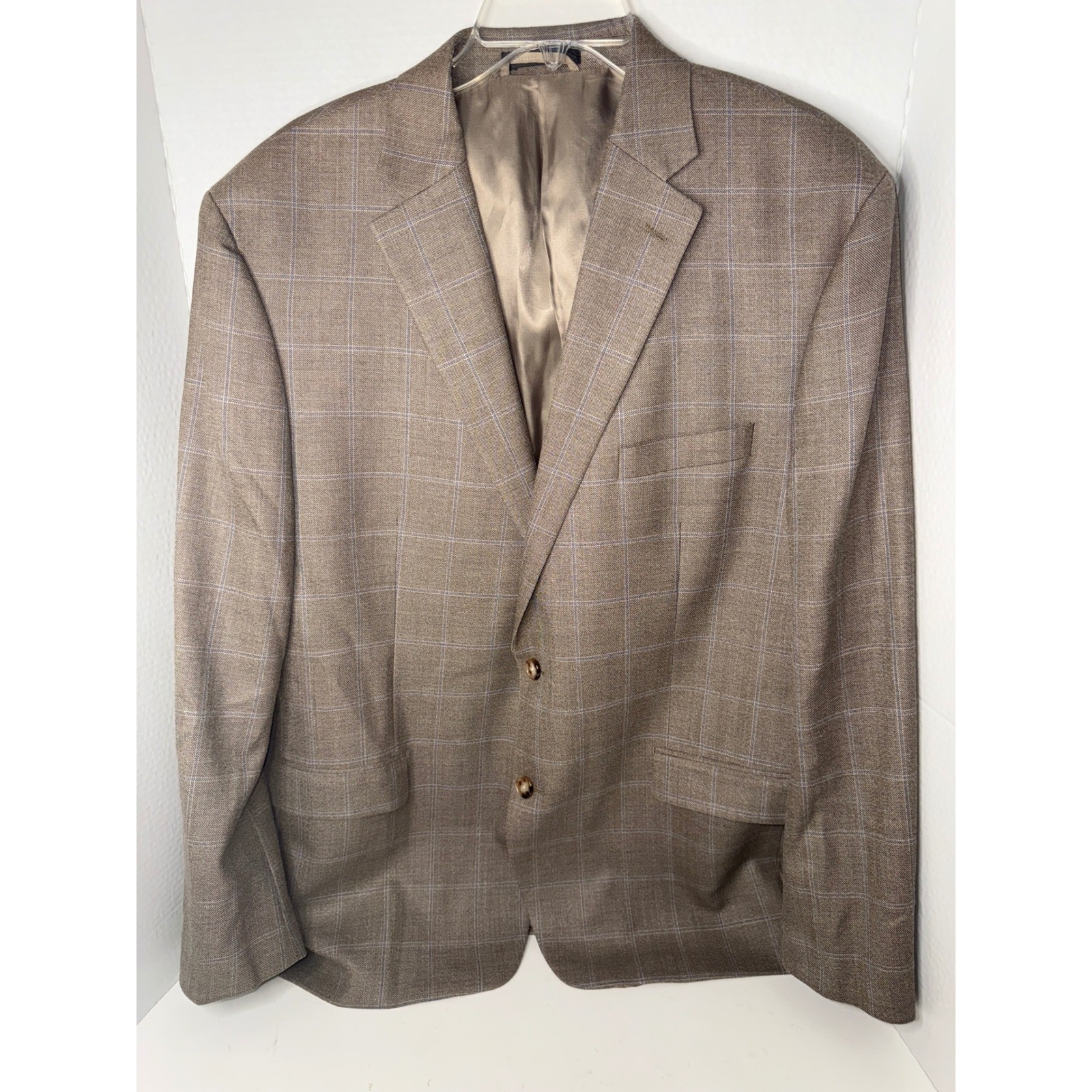 Lauren Ralph Lauren Mens 46R Brown Plaid Wool Silk Sport Coat Blazer Jacket