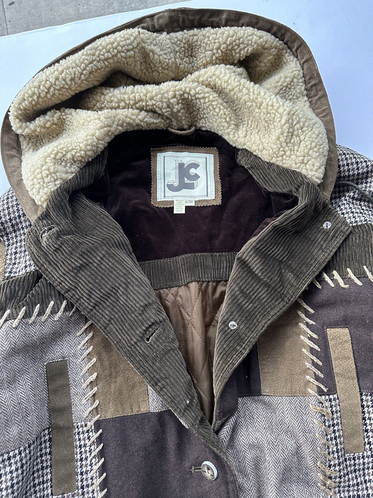 Vintage Patchwork Leather, Wool, Suede, Corduroy … - image 7