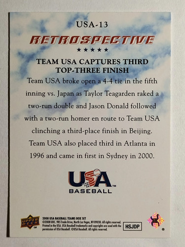 2008-09 USA Baseball National Team Retrospective #USA13 Team USA Wins Third - Picture 2 of 2