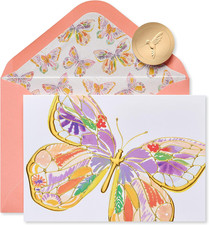 Papyrus Blank Cards with Envelopes, Bold Butterfly 12-Count 
