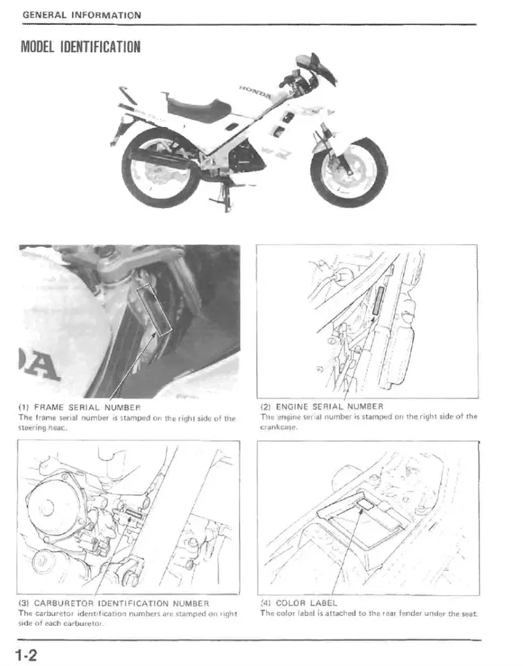 Honda VFR750F RC24 1986 manual de servicio Foto 3 de 4