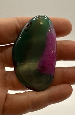 Purple Green Druzy Geode Agate Freeform Pendant - Item #171