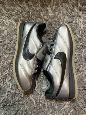 Nike Cortez SE Leather Shoes Metallic Cool Grey Black Men's Size 8.5 HQ3490-099