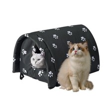 Cat House for Outdoor Cats in Winter, Feral Shelter, M, Black