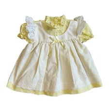 Vintage 70s/80s Yellow Layered Look Baby Dress Ruffle Eyelet Lace 6-9 Mo Cottage