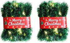 2 Pack Christmas Garland with Lights, Total 38 Feet 80 Led Lighted Pre-Lit Long