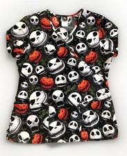 Disney SCRUB TOP Nightmare Before Christmas Jack Skellington Halloween Women's S