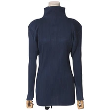 ISSEY MIYAKE Cut Size L High Neck Long Sleeve Pleated Branded clothing secon...