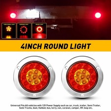 2x 4 Inch 16LED Round Red Amber Turn Stop Brake LED Trailer tail Lights Truck R