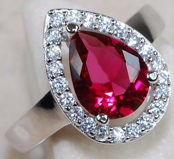 3CT Heat Treated Rubellite Tourmaline 925 Solid Sterling Silver Ring Sz 8 &1-2