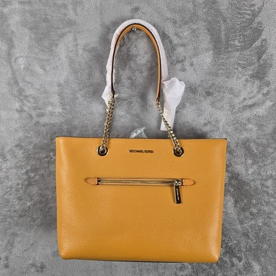MICHAEL KORS JET SET ITEM MEDIUM CHAIN TOTE SHOULDER BAG PURSE HONEYCOMB