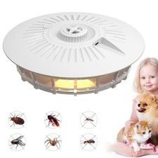 Electric Flea Trap Lamp 4 Modes Insect Bug Pest Killer LED Light with Glue Disc