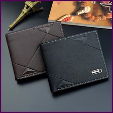 Men Short Bifold Faux Leather Masculina Billetera Credit ID Card Holder