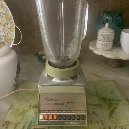 Vintage Oster "Osterizer" Cycle Blend 9 Speed Blender Olive Green & Chrome