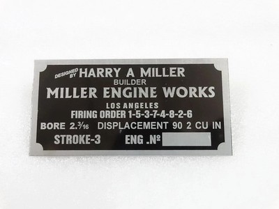Typenschild Vintage Für Harry Miller Engine Works USA #V259-7
