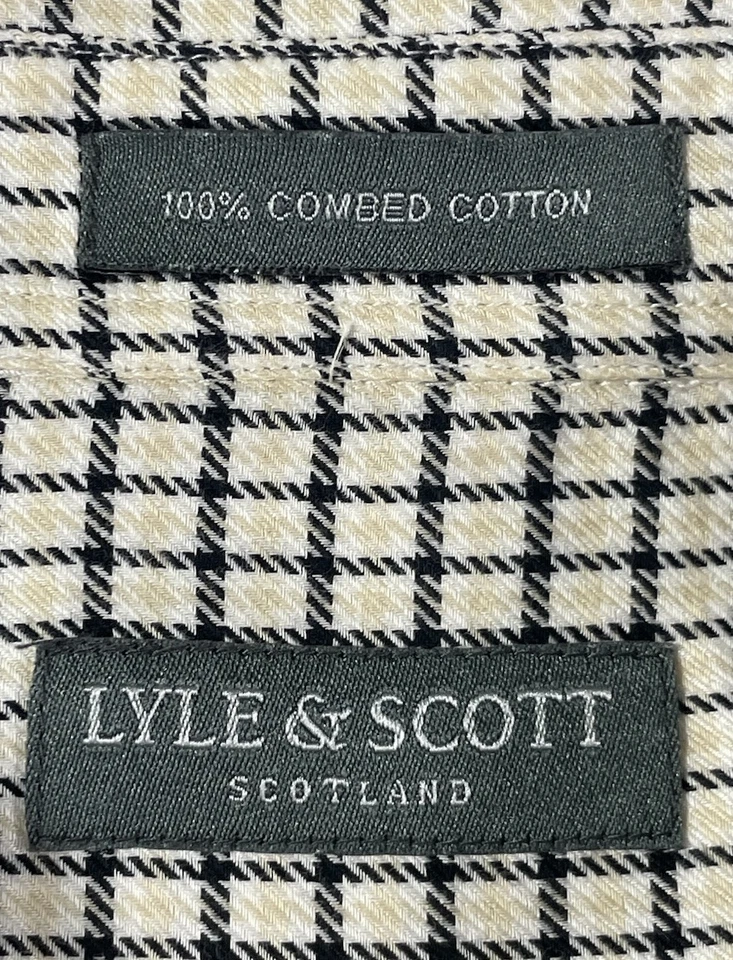 Lyle & Scott Scotland Shirt Mens Size XXL 2XL Beige and Black Long SLeeve - Image 4 of 4
