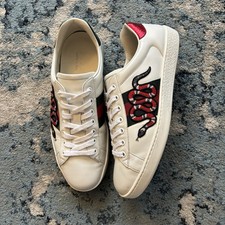 Gucci Ace Leather Embroidered Snake Sneaker 8.5G (9.5-10US) Worn Lightly No Box