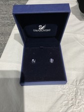 Swarovski Square Cut Crystal Rhodium Plated Earrings Boxed