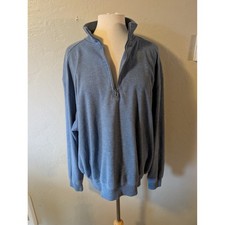 Authentic Page and Tuttle Blue / Grey Preppy Quarter Zip mens sz XL