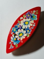 FLOWERS Wooden Tatting Shuttle Hand painted Frivolite 2-3/4" long, US SELLER