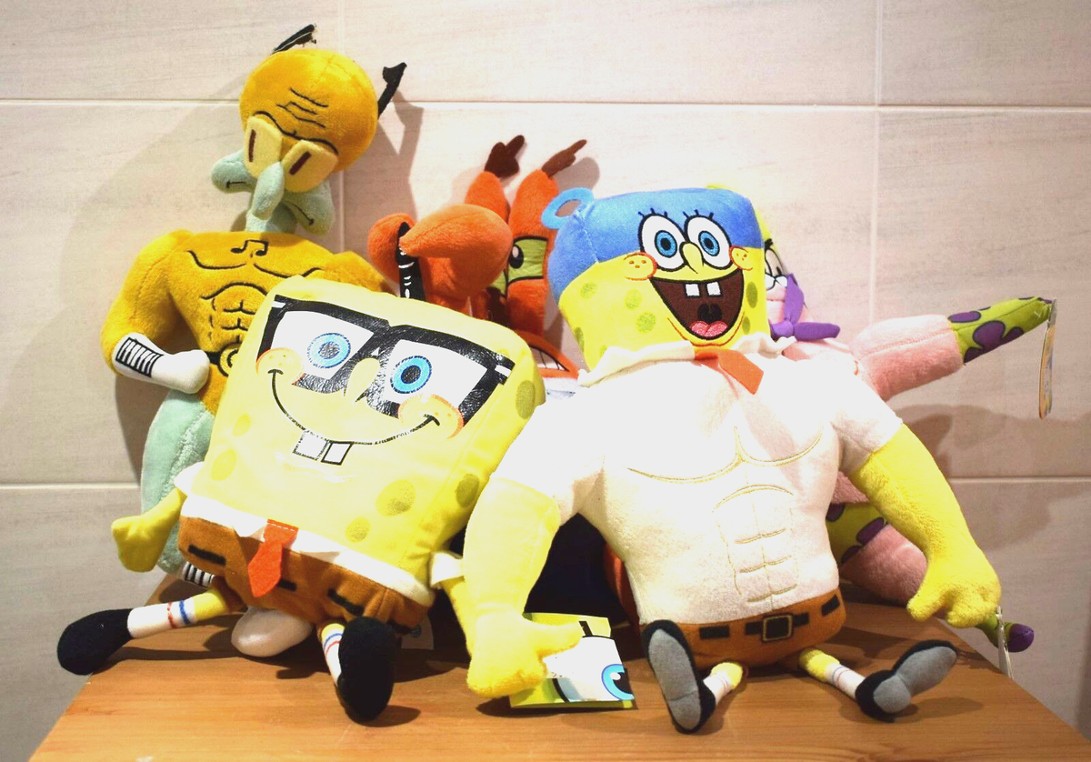 SPONGE BOB SQUARE PANTS SOFT TOY STAR EYES PINK HAIR PIRATE KRABBS