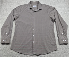 Mizzen Main Button Up Shirt Mens XL Gingham Trim Fit Stretch Dress USA Made