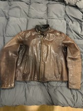 Vintage 80s Schott Brown Leather Cafe Racer J...