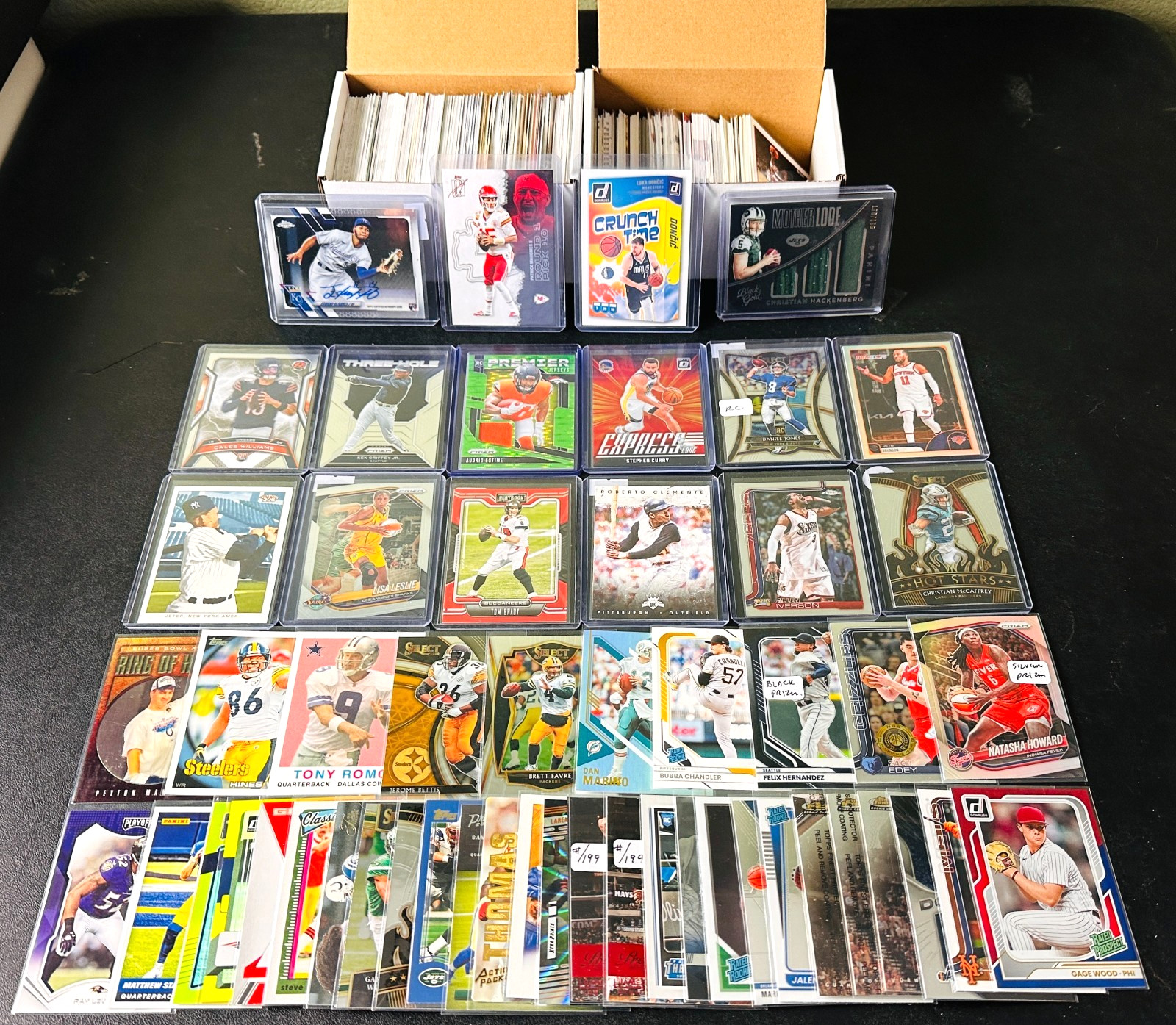 HUGE Sports CARD LOT! Jersey AUTO RC SP PRIZM Luka Doncic, Mahomes, Tom Brady!