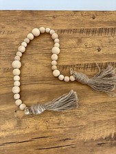 Farmhouse Wooden Bead Garland with Tassels