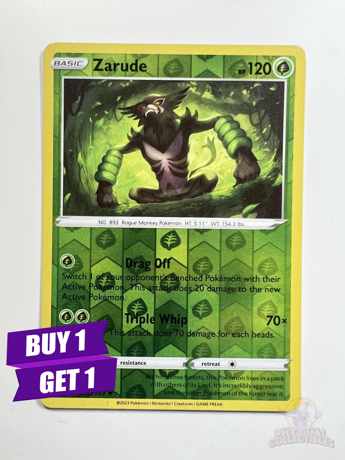 Zarude 16/159 Crown Zenith Reverse Holo Rare Pokemon Card TCG