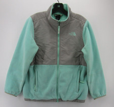 The North Face Jacket Girls XL Green Gray Fleece Windbreaker Denali Full Zip 