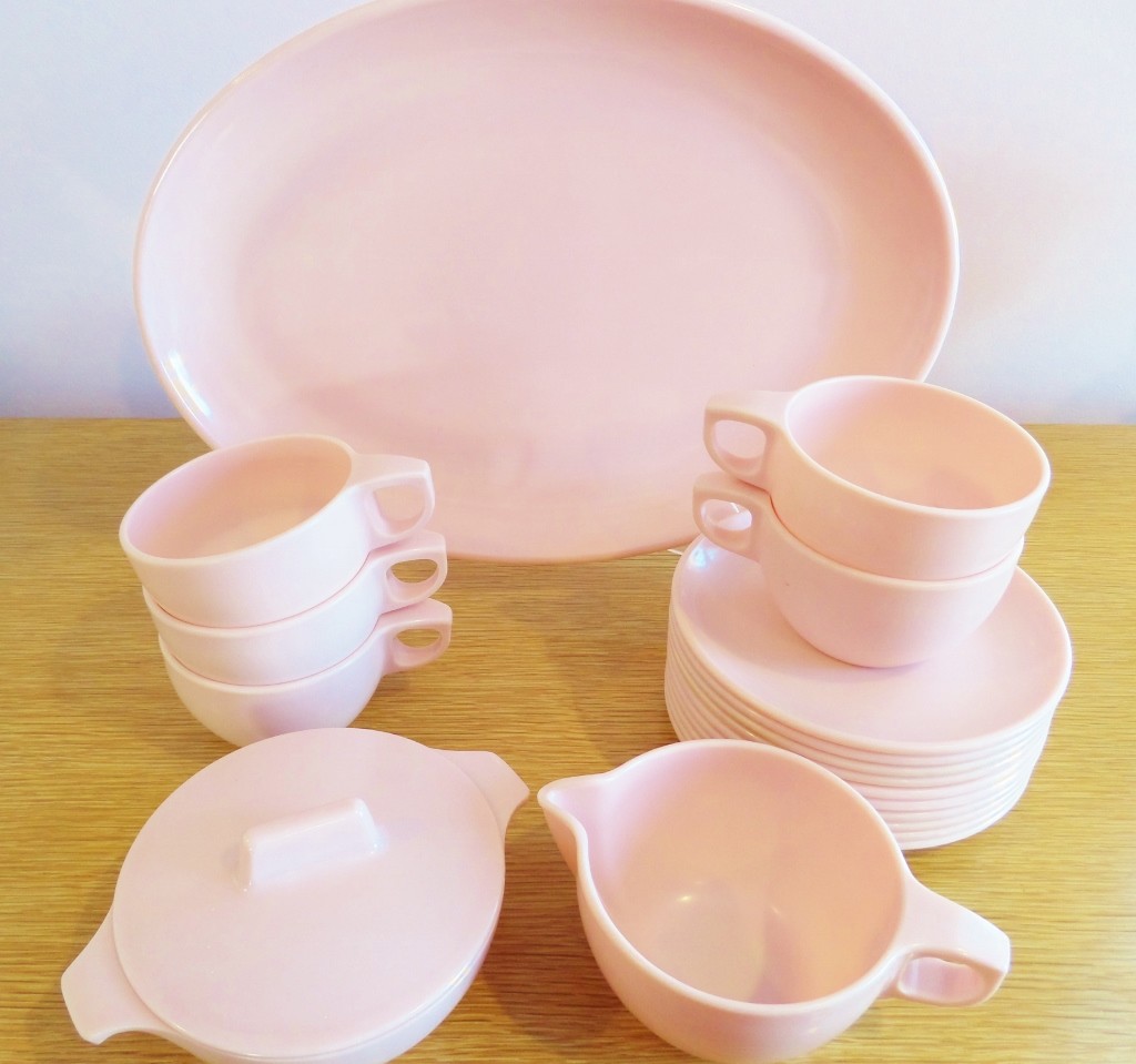 Vintage Melmac Dishes Lifetime Ware Pink Cups Plates Sugar Bowl
