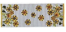 Yellow Sunflowers & Stripes Fabric Table Runner 36” - New
