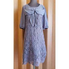 Darling size medium gray mesh and crochet lace dress