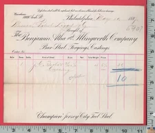 D333 Benjamin Atha steel 1897 billhead Philadelphia PA Jersey City Newark NJ 