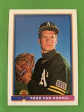 TODD VAN POPPEL, 1991 Bowman card #218 Rookie, RC, Oakland Athletics. rookie card picture