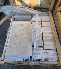 Travertin Naturel Terrassen-Bodenplatten Römischer Verband 16,35m² PalettenPreis