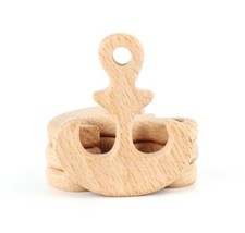 wooden beech teether ring animal shape natrual