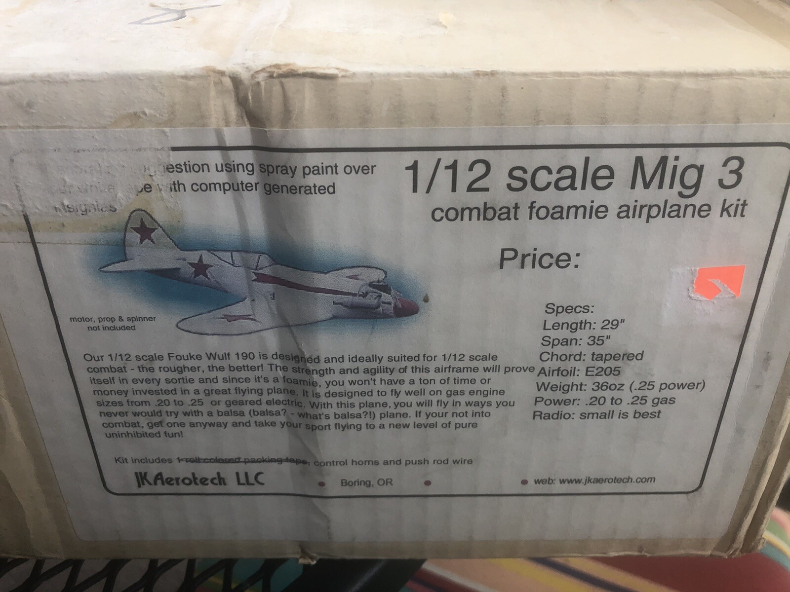 Vintage RC kit Aerotech 1/12 Scale Foamie Combat Airplane Mig 3 As Is AT |  eBay