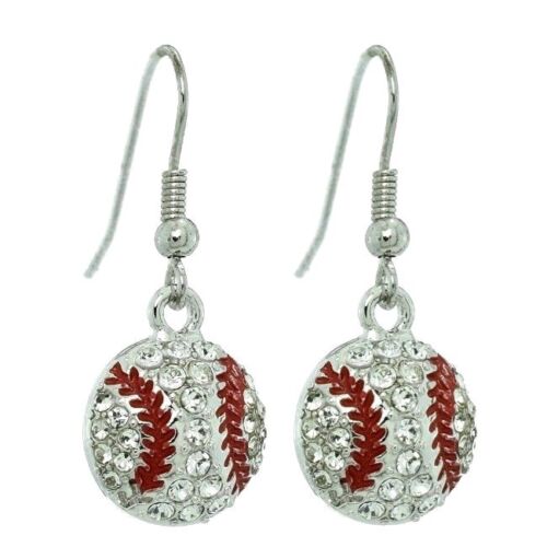 Baseball Ball Earrings Made with Swarovski Crystal Team Fan Player Sport Earring