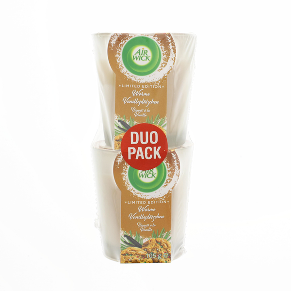 Air Wick WohlfüHl Duftkerze Warme VanillepläTzchen Duo Pack 2 X 105G Im Glas-image