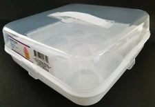 Cupcake Caddy White Container Clear Dome with Lock Clips & Handle, 1/Pk