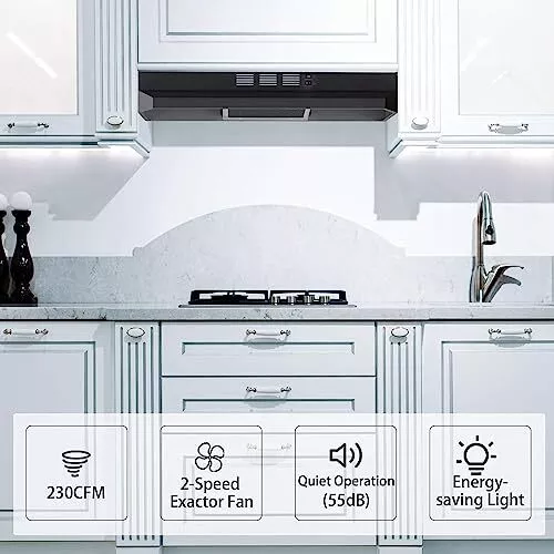 Range Hood 30 inch Under Cabinet, Ducted/Ductless Convertible Kitchen Hood,  S