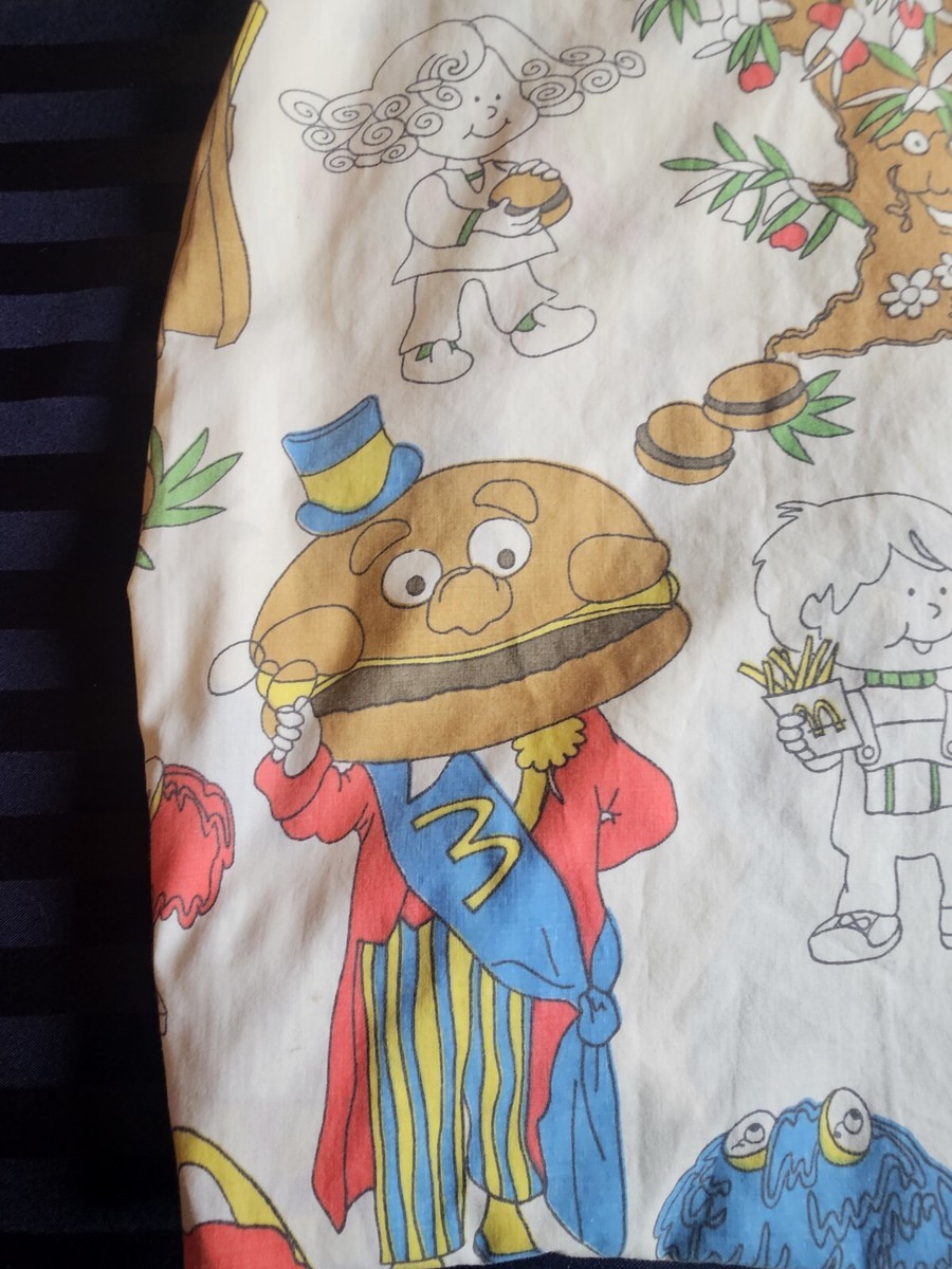 Vintage McDonalds Bed Sheet Set Fitted Flat And 1 Pillowcase