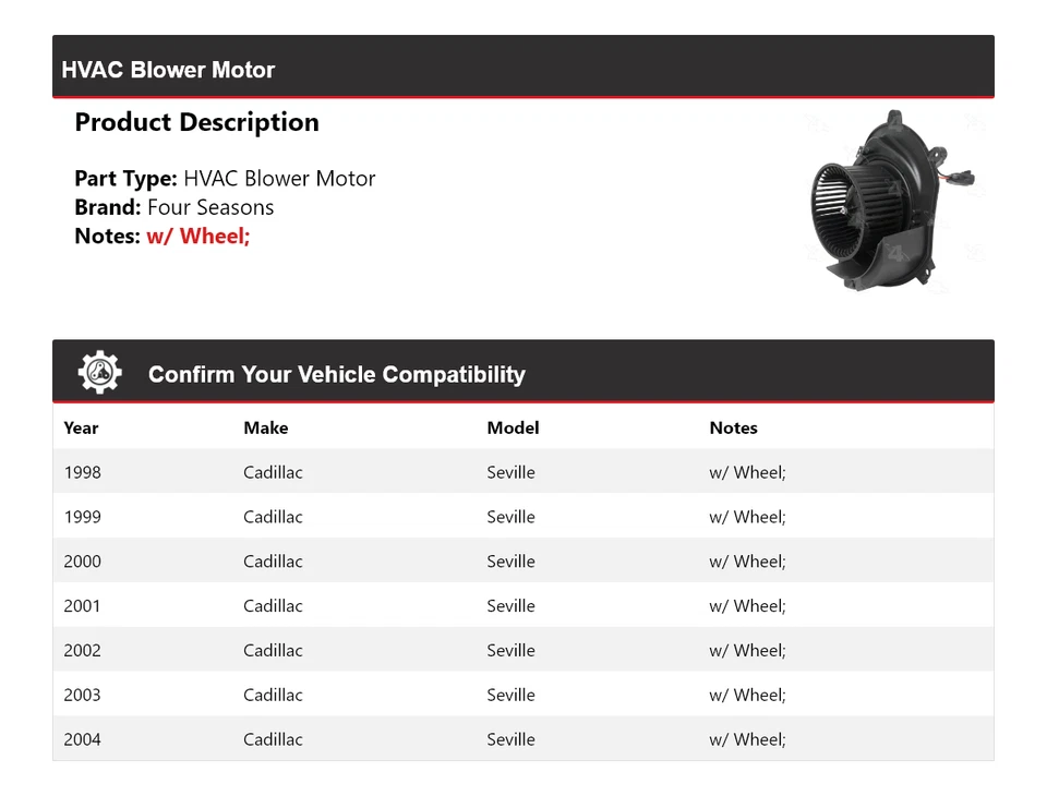 Motor soplador de climatización para Cadillac Seville 1998-2004 4 estaciones 1999 2000 2001 2002 Foto 2 de 4